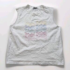FRNCH Paris Top Women L White Sleeveless Plein Soleil Front Embroidery Boho FLAW